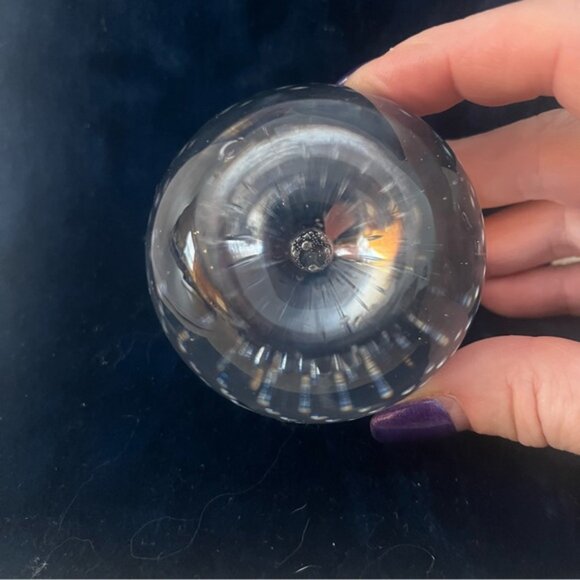 Apple Shaped Paperweight Clear Glass Bubbled - Picture 4 of 10